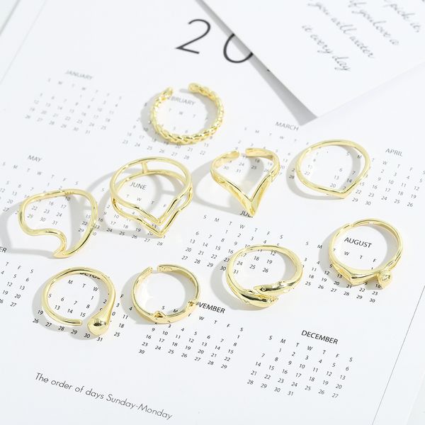 

fashion simple copper personalized smooth ring, gold light luxury couple ring jewelry, Silver