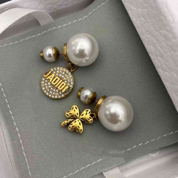

70% off letter pearl earrings female round asymmetric earrings, Silver
