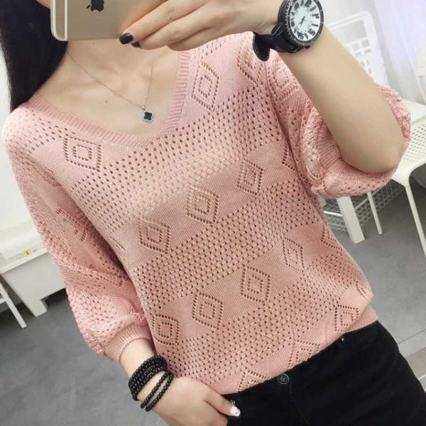 

w2020v neckline cut-out 7 / 3 sleeve for women, White