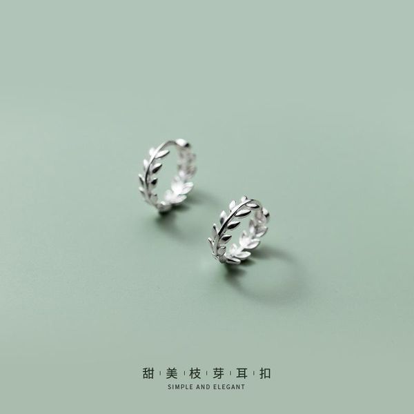 

hoop & huggie real 925 sterling silver small tiny earrings for women teen girl plant leaf korean cute earings fashion jewelry 2021, Golden;silver