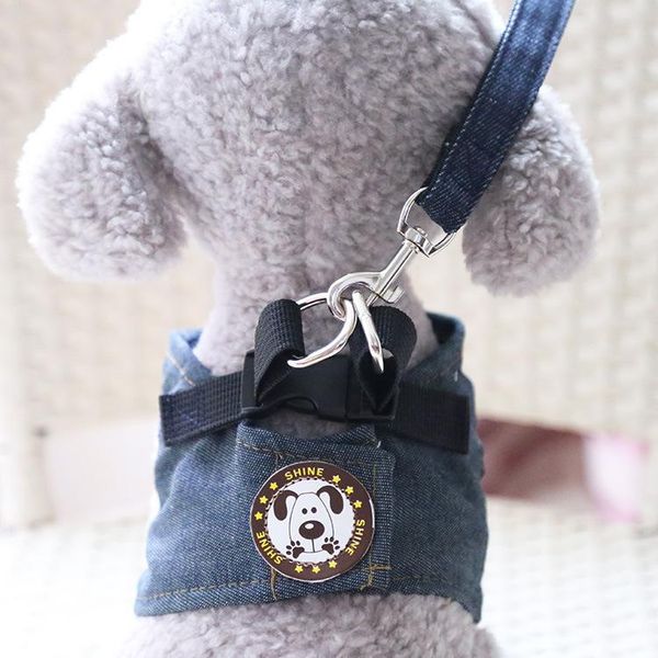 

dog collars & leashes spring and summer traction rope denim chest harness vest-style pet supplies teddy cat anti-leaf trumpet