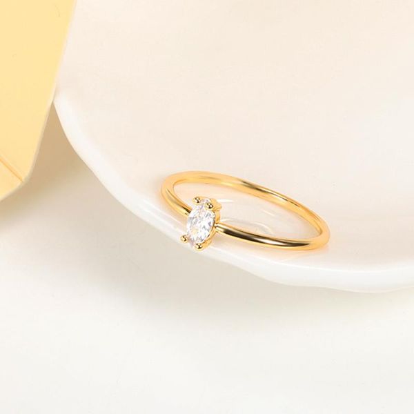 

wedding rings romantic gold color minimalist white zircon for women girl stainless steel fashion couple charm jewelry party gift, Slivery;golden