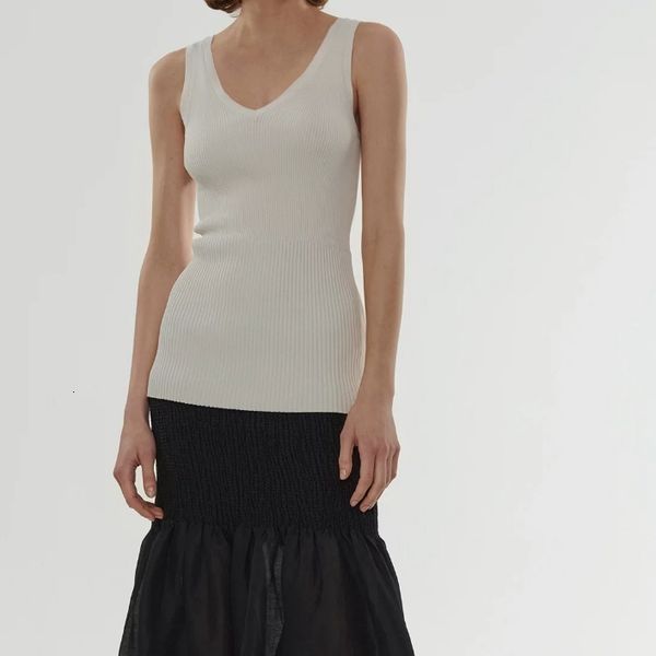 

2021 new women tanks v-neck pit strip knit bottoming camisole fre1, White