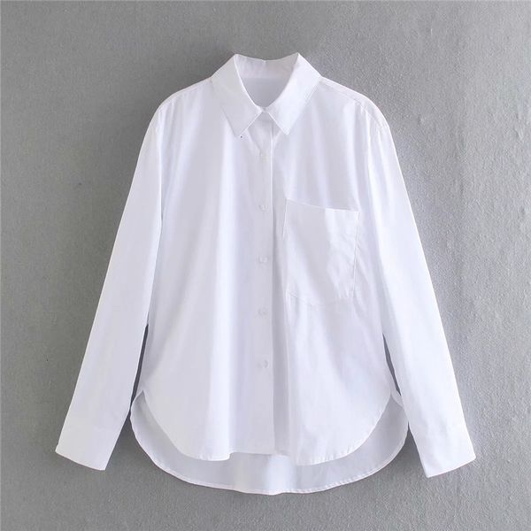 

Women Shirts New Pocket Button Up White Shirt Woman 2021 Spring Chic Long Sleeve Office Blouse Female Fashion Ladies Tops 40dc 8VSR