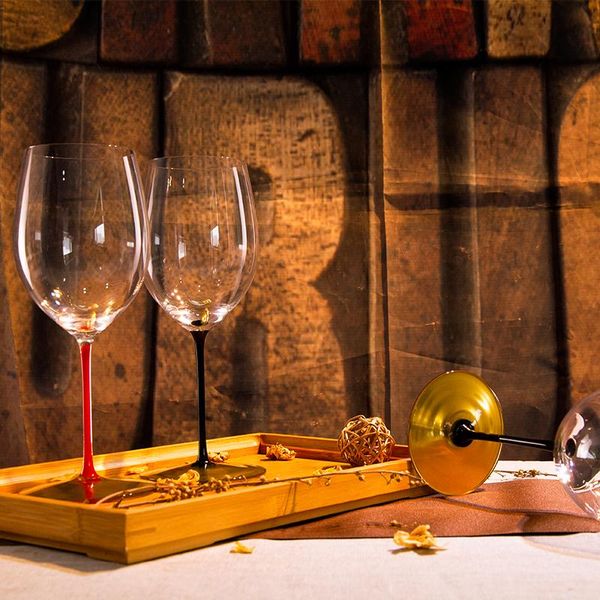 

600ml high-grade golden bottom crystal glass red wine glass handmade home party 20 oz 2pcs gift wine goblet