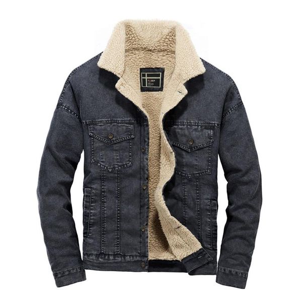 

men's jackets kimsere men winter warm casual denim and coats fleece lined thick thermal jean outerwear for male classic jacket, Black;brown