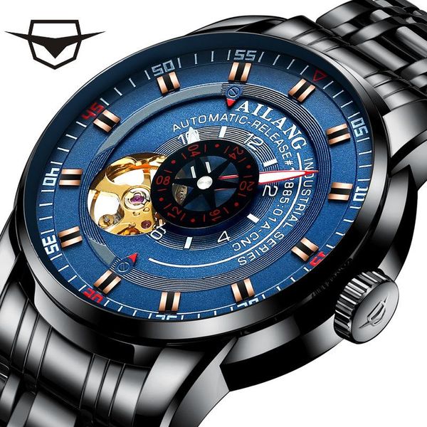 

wristwatches hollow automatic mechanical watch men's business, Slivery;brown