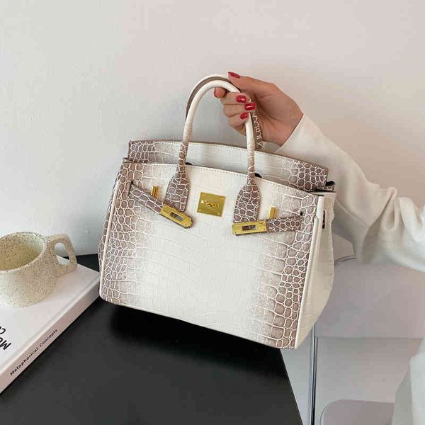 

women 2021 new summer crocodile women's large capacity one shoulder crossbar fashion versatile hand bag trend