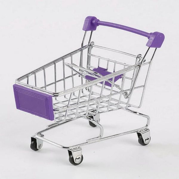 

storage baskets creative supermarket mini shopping cart trolley metal simulation kid toy
