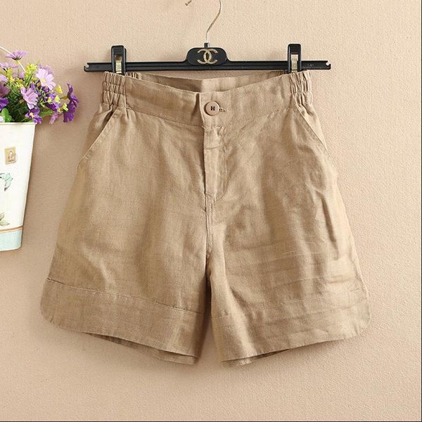 

women summer fashion korea style solid color wide leg cotton linen short office lady casual loose harajuku shorts, White;black