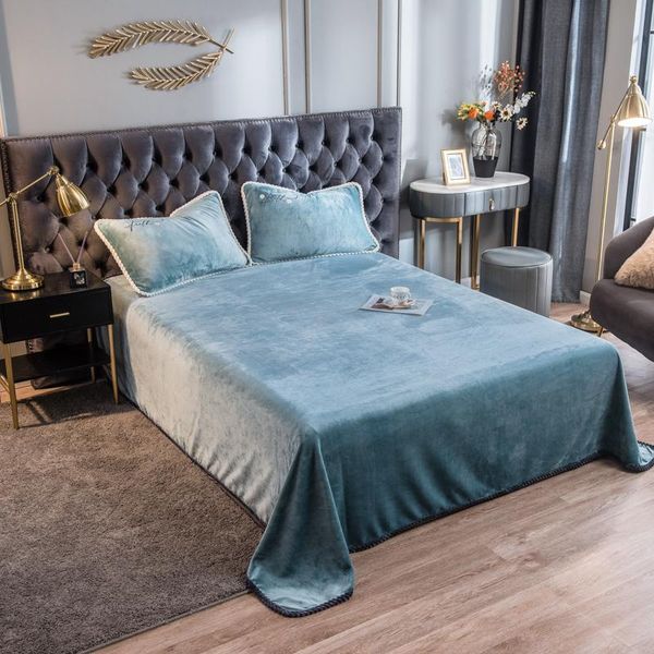 

sheets & sets luxury crystal velvet sheet flannel flat bed set single king size bedspread cover linen warm coverlet
