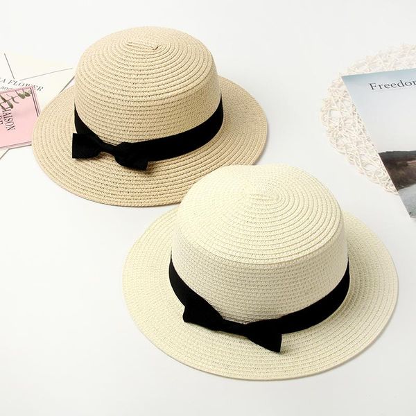 

wide brim hats straw hat women summer beach ladies casual flat brom bowknot panama breathable fashbreathable fashion sun for, Blue;gray