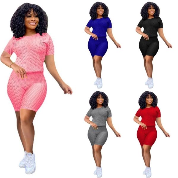 

summer women tracksuit short sleeve tee + leggings shorts two-piece suit casual sports outfits bodysuit sweat suit hh25sir6, White