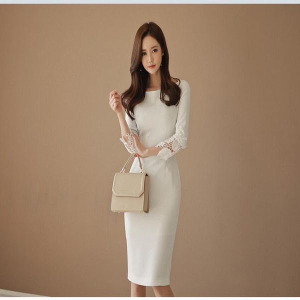 

casual dresses ladies elegant dress women patchwork slim hip placketing one-piece, Black;gray