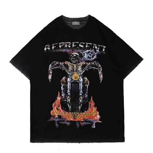 

men's t-shirts spring and summer high street fashion brand dark wind black washing dyeing short sleeve t-shirt men qsji, White;black