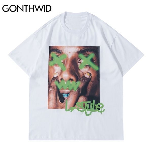 

tshirts hip hop streetwear funny graffiti tees shirts harajuku summer fashion casual cotton short sleeve t-shirt 210602, White;black