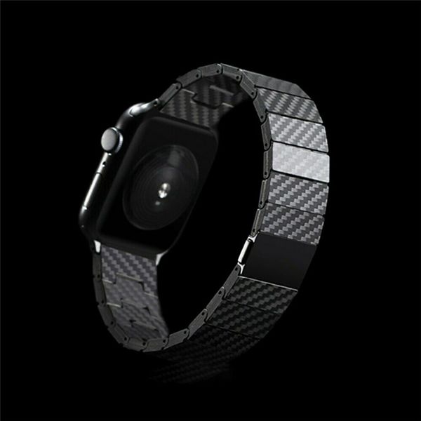 Bracelete de pulso de pulso de grão de fibra de carbono fresco para a Apple Watch Series 7 6 5 4 3 SE PPS Link Band Iwatch 38mm 40mm 42mm 45mm