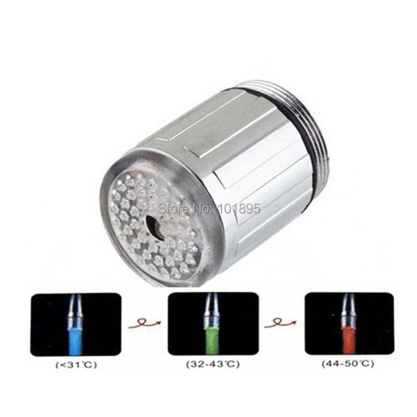 

other faucets, showers & accs chrome plated of abs led aerators with adaptor 3 colors in defferent water temperature 2pcs lot