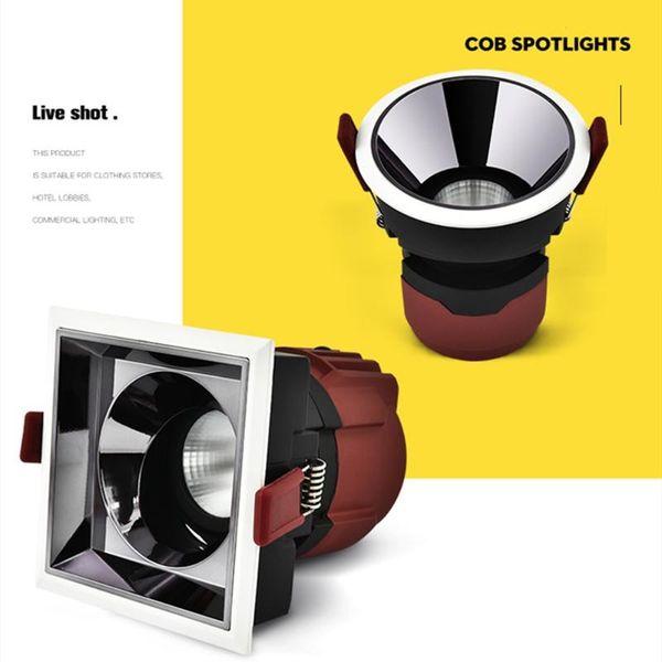 

downlights black deep-glare recessed cob led downlight angle adjustable spot light 7w 12w 15w ceiling for living room bedroom