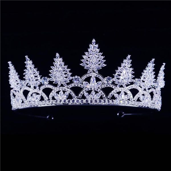 

hair clips & barrettes high-end luxury cubic zirconia large round crown fashion tiaras wedding crystal headdress prom accessory queen crowns, Golden;silver