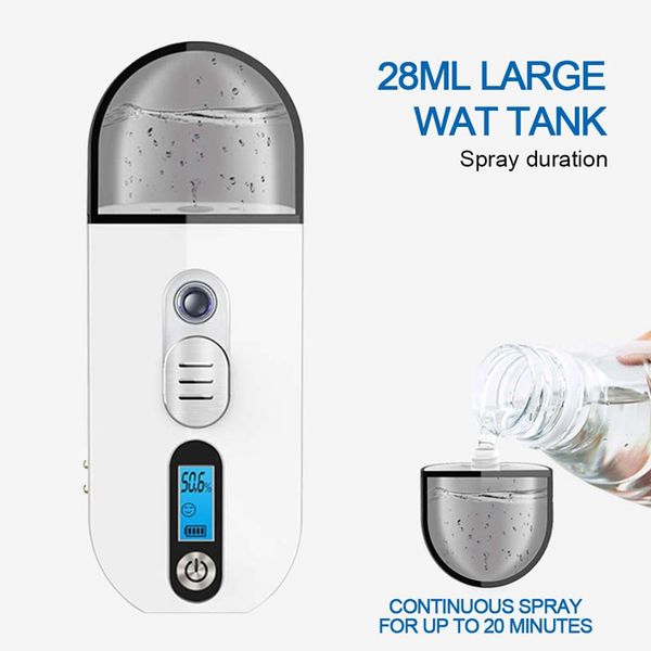 

portable 3-in-1 nano ionic facial steamer led face mist sprayer hydrating moisturizing skin tester power bank usb rechargeable