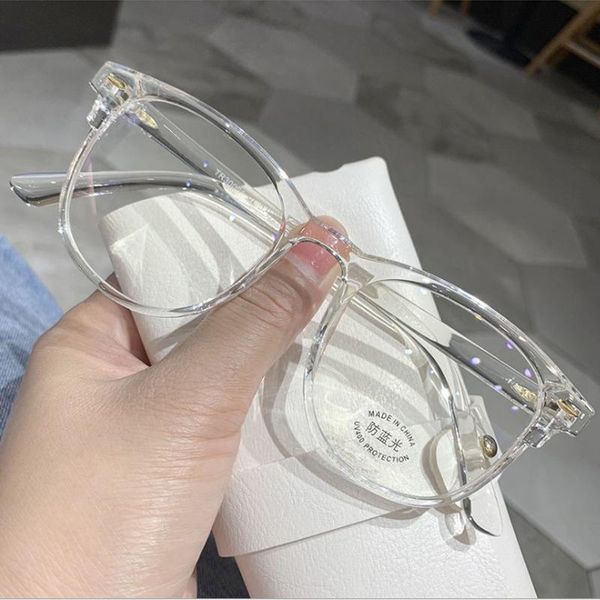 

fashion sunglasses frames reading glasses men and women transparent anti-blue light frame student myopia flat mirror -1.0 to -6, Black