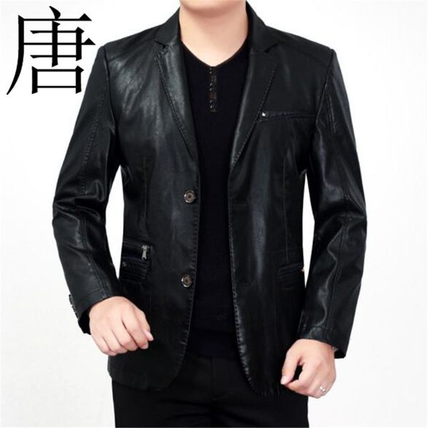 

tang cool 2021 new brand mens 2 button formal dress black red brown leather suits fashion manmotorcycle coat jacket 6367