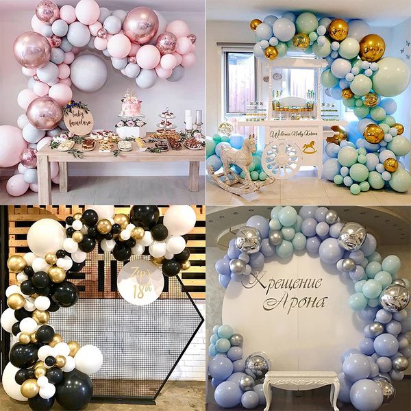 

macaron balloons garland arch black silver rose gold 4d ballon set wedding birthday baloon party decor kids baby shower globos