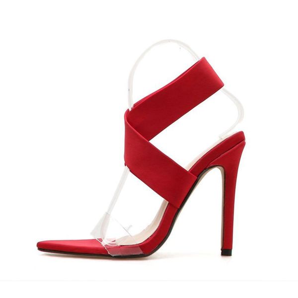 

ladi woman sho wind pointed cross slim super high heel sandals large 43, Black