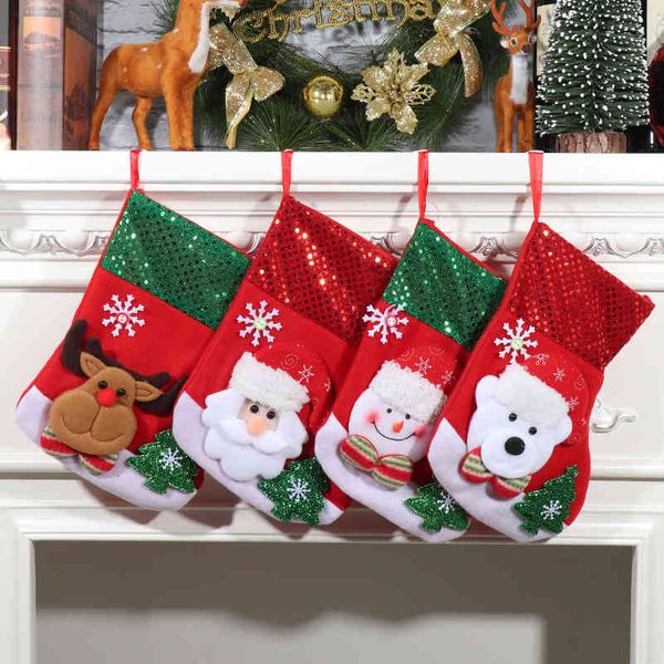

christmas decorations sequins santa claus stockings gifts candy tree pendant apple
