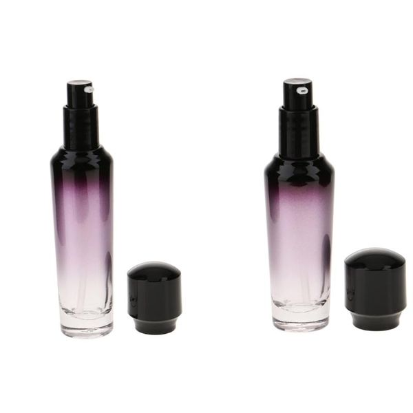 

2pcs empty glass pump spray bottle makeup lotion serum container 35ml 55ml
