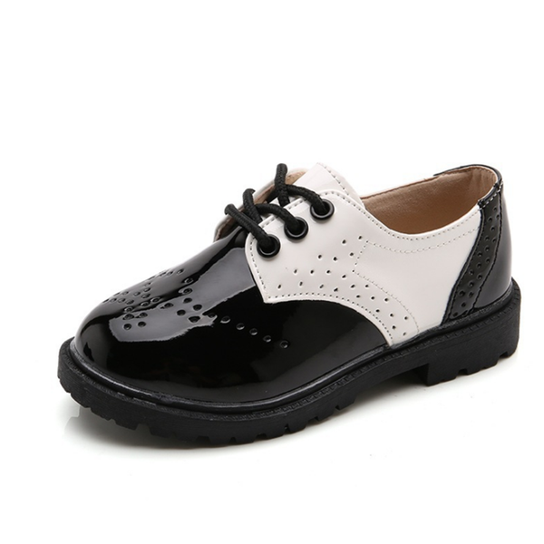 

flat shoes 2021 spring summer autumn kids for boys girls british style children' casual sneakers pu leather fashion, Black;grey