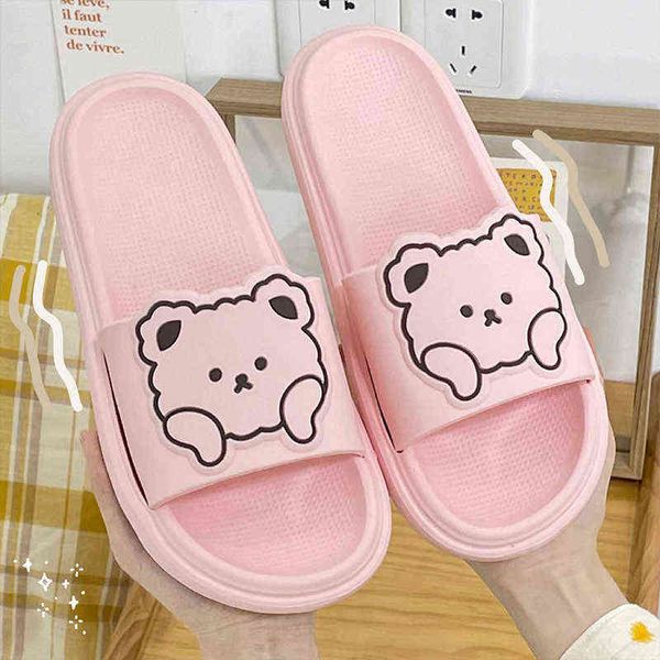 

indoor slippers platform fashion women home summer beach new trend 2022 house flat female sandals anti-slip bathroom men shoes y220214, Black