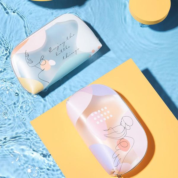 

storage bags cosmetic bag organizatior cute girl tpu bathroom travel frosted transparent pvc wash for packaging