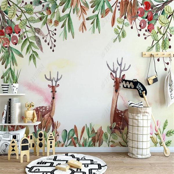 

mural wallpaper for children's room minimalist elk pastoral kid's room bedroom wallpapers background wall papers home decor
