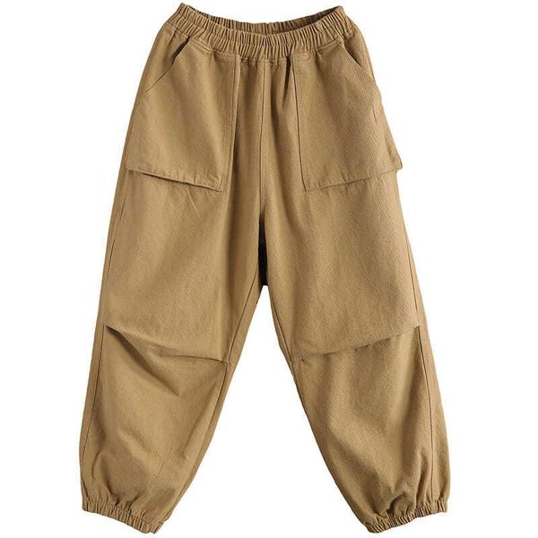 

large size 95% cotton spring and autumn new women's comfortable overalls pocket trousers loose pleated casual pants with waist, Black;white