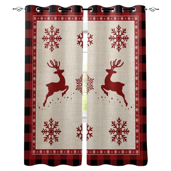 

curtain & drapes christmas snowflake elk red plaid curtains for bedroom living room
