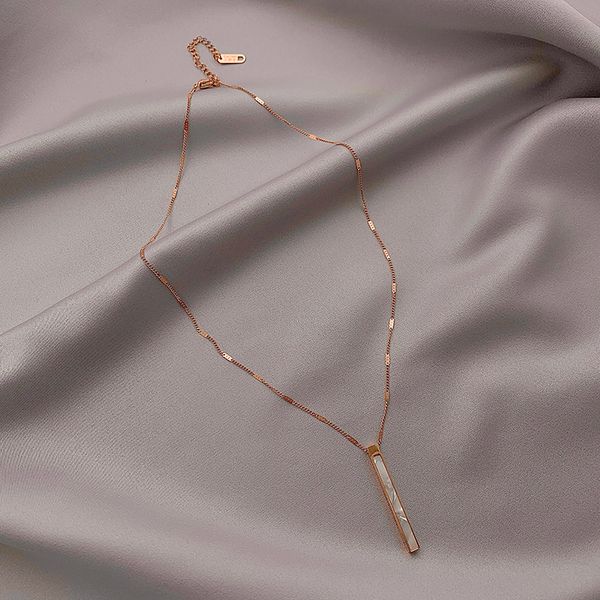 

xianlan426 temperament contracted necklace female titanium steel strip shell clavicle necklace niche design feels cold wind new ti, Silver