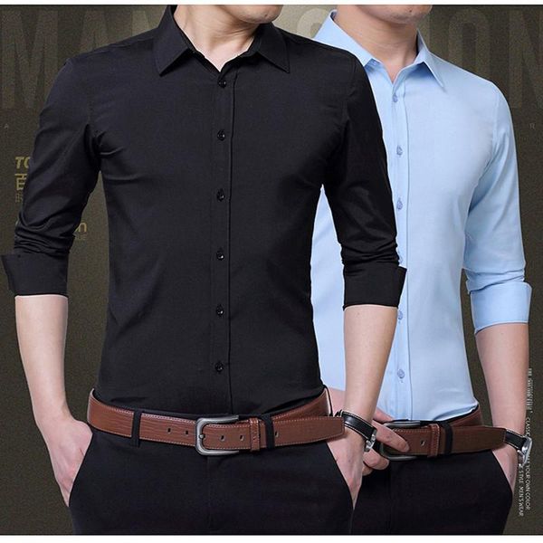 

men's casual shirts white shirt long-sleeved non-iron self-cultivation anti-wrinkle business work clothes autumn professional formal we, White;black