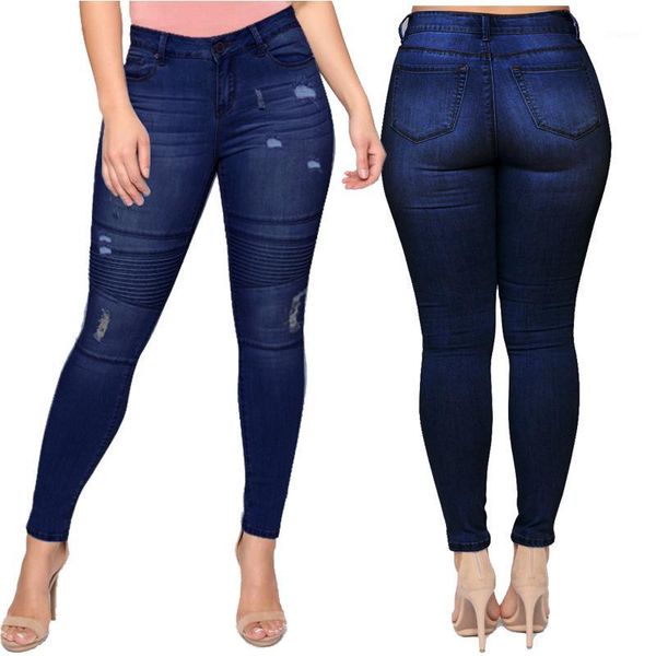 

women's classic blue jeans pants skinny vintage wash spodnie damskie streetwear ripped casual long jeans women ropa mujer1