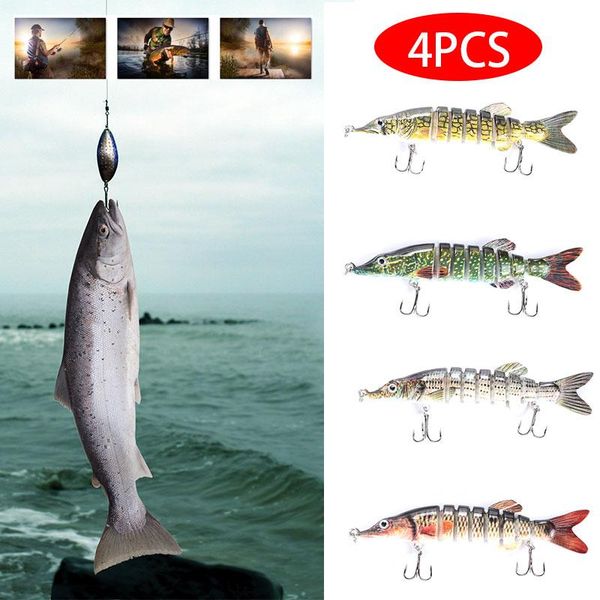 

fishing hooks artificial bionic bait tackle emulation lures baits outdoor riverslake fish hook 8 section 4 colors