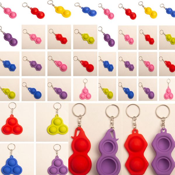 

3 2 balls fidget simple dimple toy keyring push pop it bubble key holder squeezy stress reliever bag pendant kids gifts gg20201