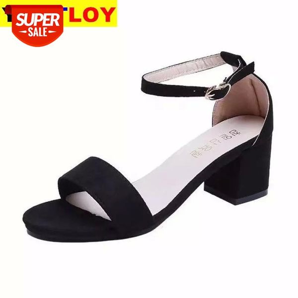

summer open toe shoes women's sandles square heel shoes korean style gladiator high heels sandals women ankle strap black pink #6q9m
