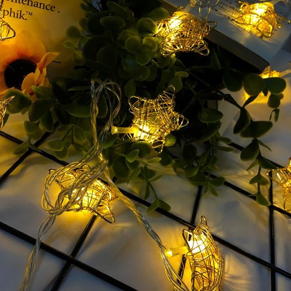 

strings led star string lights,decorative moroccan orb,20 gold metal stars bright warm light, plug-in powered,for indoor and outdoor