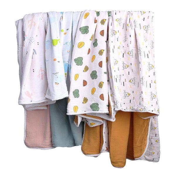 

four-layer gauze crepe blanket tassel wind baby blanket children bath towel u50f