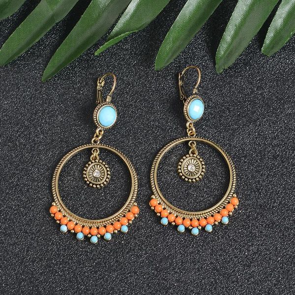 

dangle & chandelier ethnic round big statement earrings bohemian vintage copper beads drop for women 2021 fashion party gift jewelry, Silver