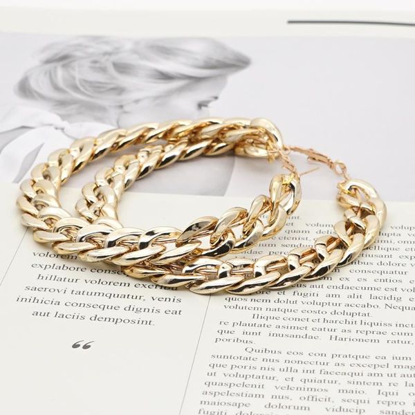 

go2boho big chain ear ring statement acrylic earrings for women jewelry 2021 fashion jewellery gold color hip hop hoop earring, Golden;silver
