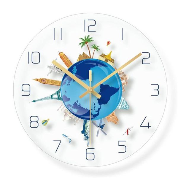 

home art minimalist fashion transparent glass wall clock bedroom mute modern personality round living room clock