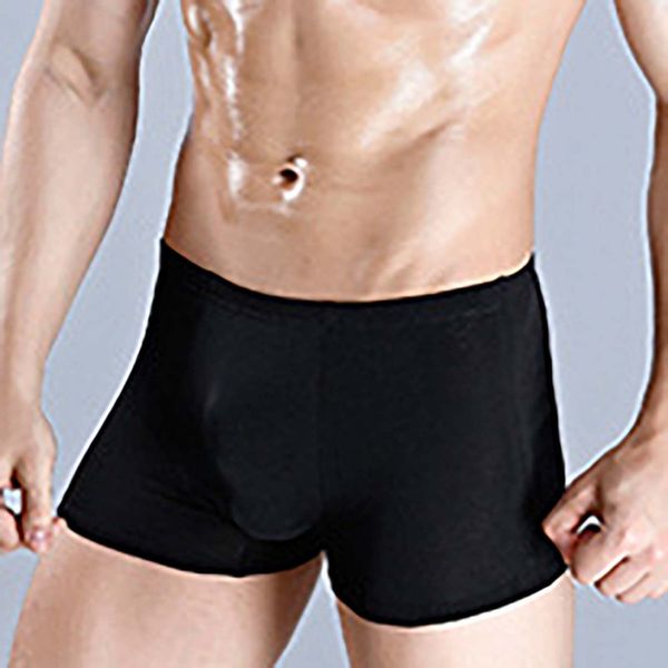 

gay comfortable men silk breathing boxers underwear cuecas masculinas, Black;white