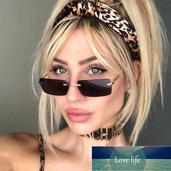 

fashion square sunglasses new small women rimless sun glasses shades luxury brand metal sunglass uv400 eyewear, White;black